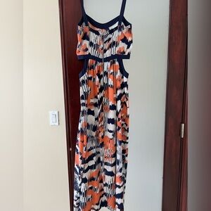 Soprano Navy, Orange & White Maxi Dress